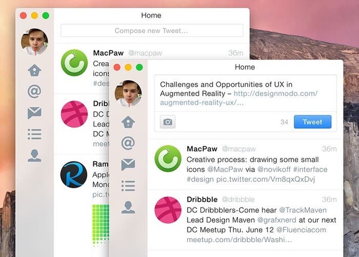 Concepto de la aplicación oficial de Twitter para OS X Yosemite