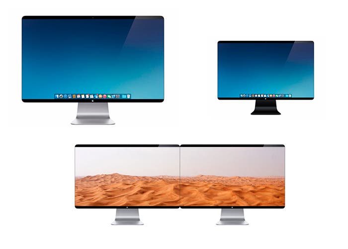 Tres diseños de posibles pantallas 4K de Apple