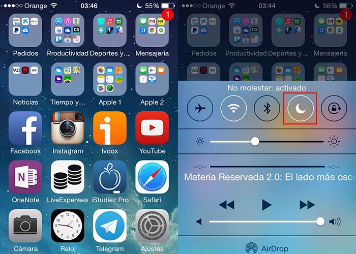 Habilitar No molestar en iOS 7