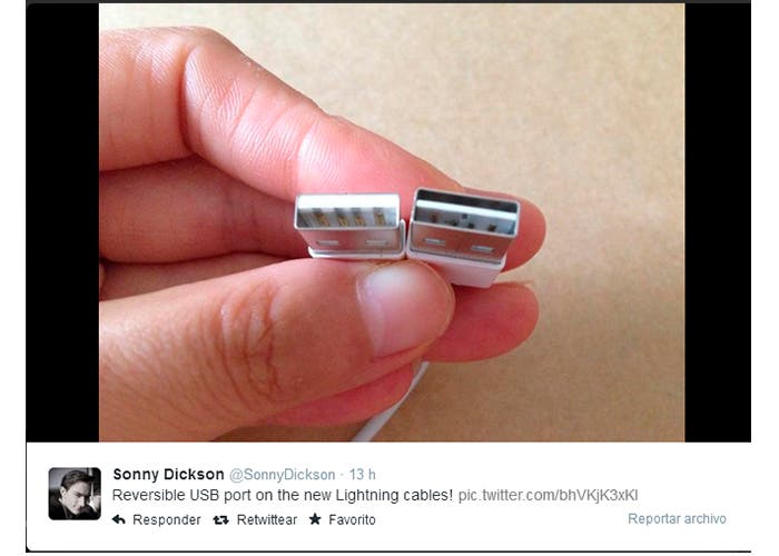 Foto del nuevo conector USB de Apple en el perfil de Sonny Dickson