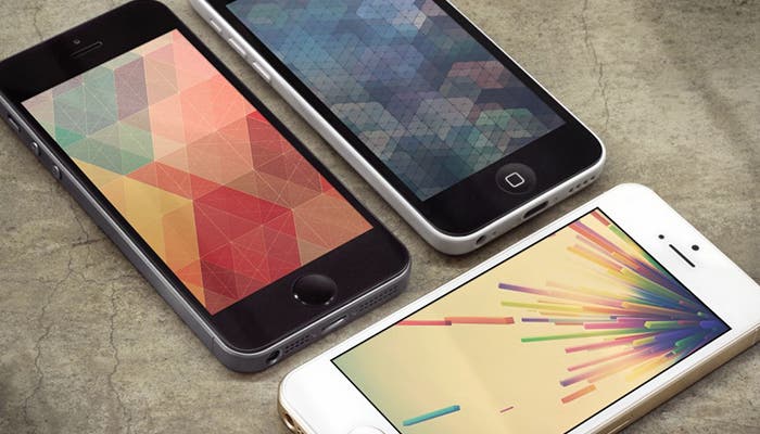 Wallpapers geométricos en varios iPhone