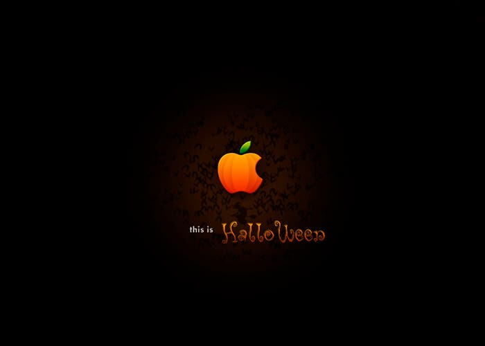 Logo de Apple transformado con motivo de Halloween