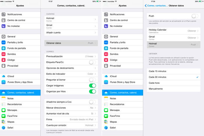 Cómo quitar las notificaciones Push en el correo de iOS 8 en iPad 2