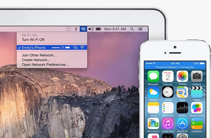 Mac y iPhone compartiendo internet con Instant Hotspot