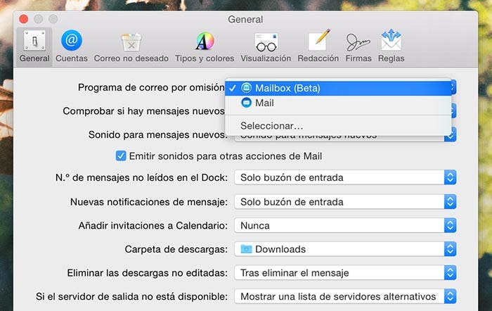 Eligiendo el cliente de correo predeterminado de OS X