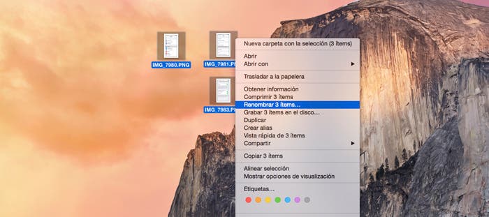 Cómo abrir ventana para renombre masivo en OS X Yosemite
