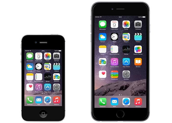 Comparativa de tamaños entre el iPhone 4s y el iPhone 6 Plus