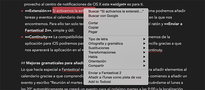 Extensión en Fantastical 2 para Mac