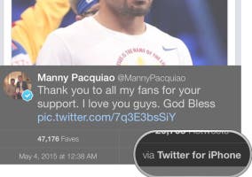 Tweet del Pacquiao desde un iPhone
