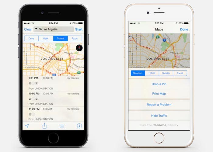 Indicaciones del transporte público en Mapas de iOS 9