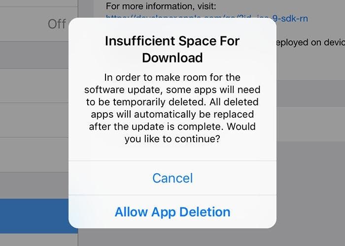 Borrado de aplicaciones automático en iOS 9