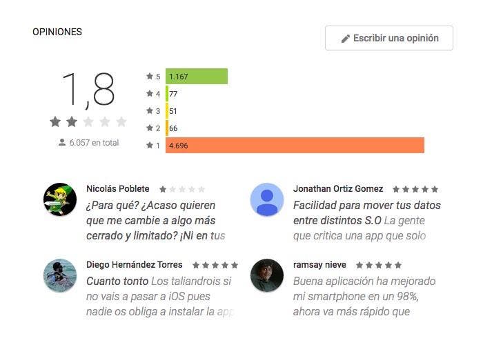 Opiniones de Move to iOS en Google Play