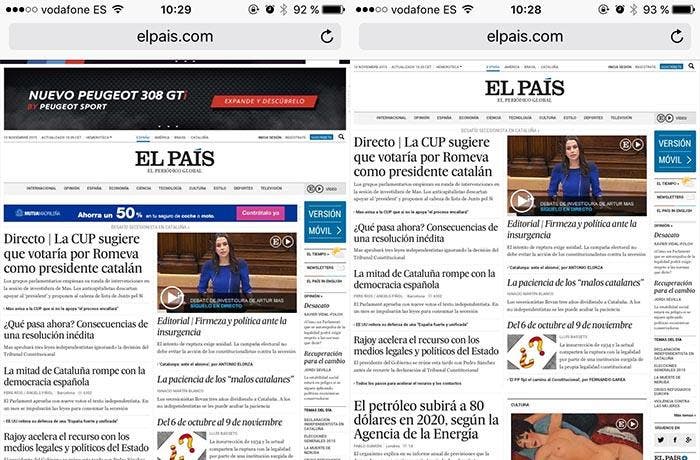 Visionado de El País con y sin Presto