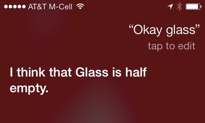 Respuestas de Siri a los comandos vocales de Google Glass