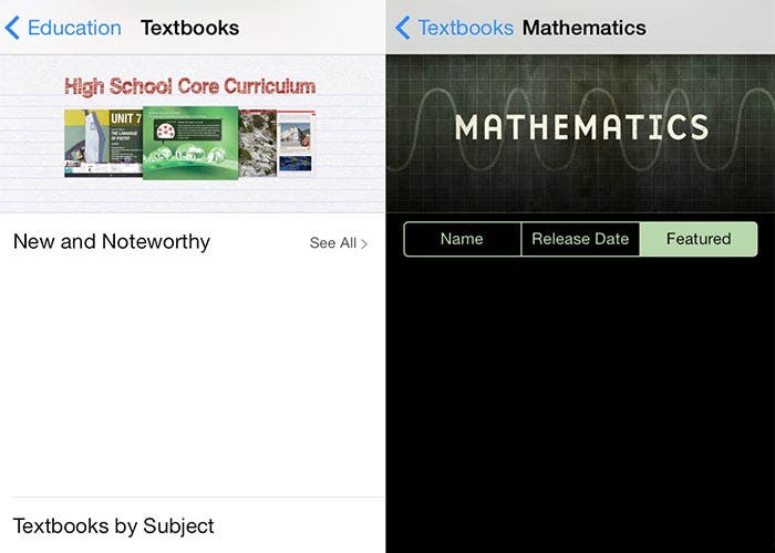 Libros de texto en iOS 7