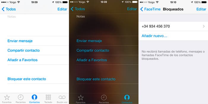 Bloquear llamadas mensajes facetime iOS 7