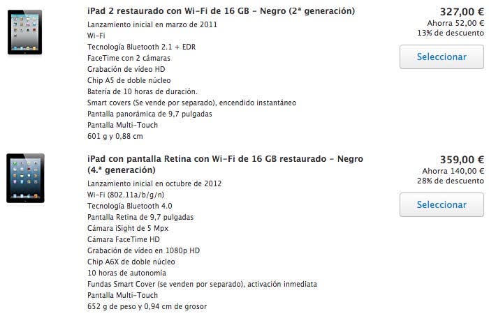 iPad restaurados en la Apple Store