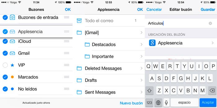 Aplicación de correo electrónico de iOS 7