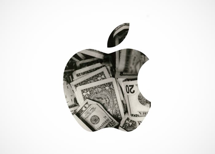 Dinero dentro del logo de Apple