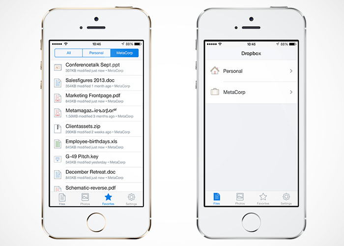 Interfaz filtrada de Dropbox for iOS 7