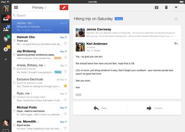Nuevo diseño de Gmail para iOS